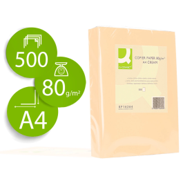 Q-connect Papel Color DIN A4 80gr Crema, Paquete de 500 Hojas