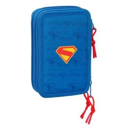 Safta Plumier Escolar Superman, 3 Compartimentos con 37 Piezas, 195x125x55 mm