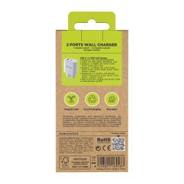 muvit for change cargador de pared GaN USB 18W + Tipo C PD45W blanco