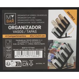Organizador de Vasos y Tapas Abatible 4 Secciones My Bar (6 Unidades) Organizador de Vasos y Tapas Abatible 4 Secciones My Bar (6 Unidades)