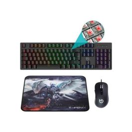 Hiditec GK400 Pack Gaming USB Negro: Teclado Mecánico RGB Aluminio, Anti-Ghosting; Ratón 3500 DPI, Alfombrilla