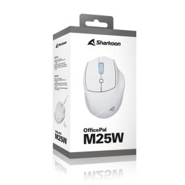 Sharkoon M25W Ratón Inalámbrico RF + USB Type-C Mano Derecha Óptico 4000 DPI Blanco