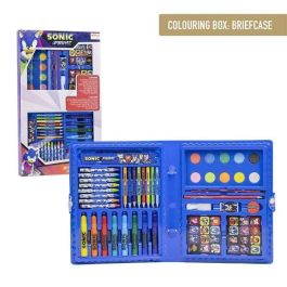 Cerdá Set de Papelería Coloreable Sonic Prime en Caja Azul Oscuro - Para Niños 2-8 Años - 45x26.7x3 cm