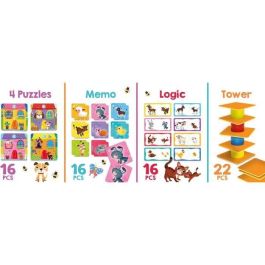 Lisciani Giochi Carotina Baby - 4 Juegos en 1: Truco, Lógica, Memo, Puzzle - 25 Piezas de Colores para Apilar - Niños y Niñas +12 Meses