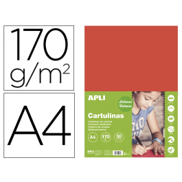 Apli Cartulina A4 170g/m2 Rojo, Paquete de 50 Hojas para Manualidades y Proyectos Escolares Precio: 7.58999967. SKU: BIX14239
