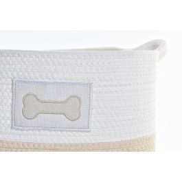 DKD Home Decor Cesta Blanco Crema Algodon Set de 2 Piezas 43 x 30 x 23 cm