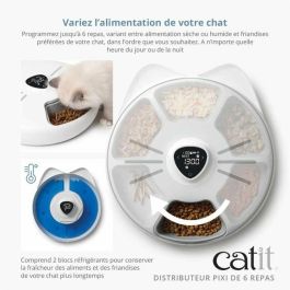 CATIT CAT1695976570757 Dispensador de comida conectado para gatos PIXI SMART 6 x 170 ml con pantalla táctil LCD y bolsas de hielo