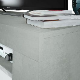 AMBIT Mueble TV para Salón, Estilo Contemporáneo, 120 cm, con 2 Puertas y 2 Nichos de Almacenamiento, Gris y blanco