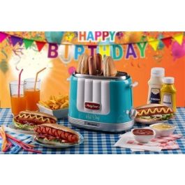 Ariete 206/01 Máquina para Hot Dog Party Time, Automática, Caliente, Capacidad 2 Bollos, Color Azul