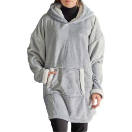 Today TOD3574641255510 Sudadera Polar a Cuadros Gris con Manga Larga y Bolsillo, 70 x 87 cm
