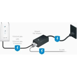Ubiquiti 48VDC @ 0.5A, RJ-45 Adaptador PoE para Protección de Dispositivos y Puesta a Tierra Contra ESD