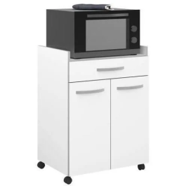 HARMONY Carrito de Cocina Blanco Mate L 60cm x 44.5cm x 81.5cm con Cajón y Puertas