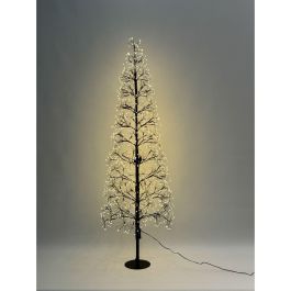 DKD Home Decor Árbol de Navidad Moderno Negro con Luces LED Cálidas Integradas, Estructura Metálica, Decoración Hogar, 150 cm Alto