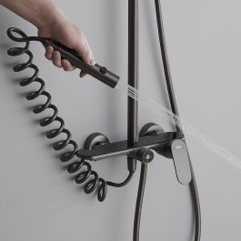 Columna de Ducha Fontastock Gris Acero Inoxidable ABS H 1/2" Grifo Monomando