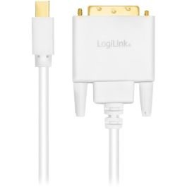 LogiLink Cable Mini DisplayPort a DVI, 1.8m, 1080p Full HD, Macho/Macho, Blanco, Plug & Play para PC/Monitor
