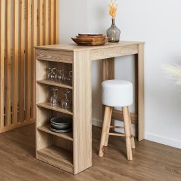 Home Deco Factory Mesa Alta Bar Industriel con Estantes 115x50 cm h.103 cm