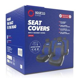 Sparco SPCS402BL Juego Fundas Asiento Coche 11 Piezas Azul 100% Poliéster Trasera Partida Lavables