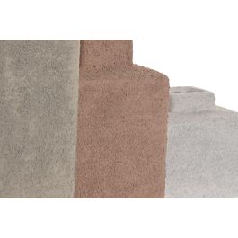 DKD Home Decor Jarrón Vaset Gres Multicolor Acabado Rugoso 10 x 22.5 x 10 cm Set de 3 para Decoración Urban