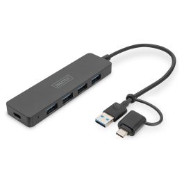 DIGITUS Hub USB 3.0 de 4 Puertos Slim con Adaptador USB-C y Cable de 0,2m Precio: 27.50000033. SKU: B1DPST8LSV