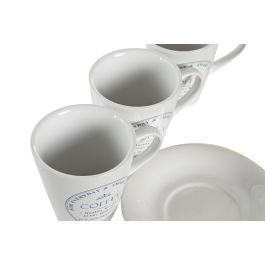 DKD Home Decor Set de 6 Tazas de Café Blanco Gres Metal 12 x 2 x 12 cm