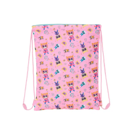 Bolsa Mochila con Cuerdas SuperKitties Rosa Turquesa 26 x 34 x 1 cm