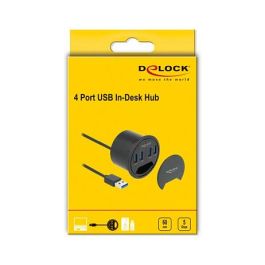 Delock Concentrador USB de escritorio 4 Puertos USB-A 3.2 Gen 1, SuperSpeed 5 Gbps, 1.5 m, Negro