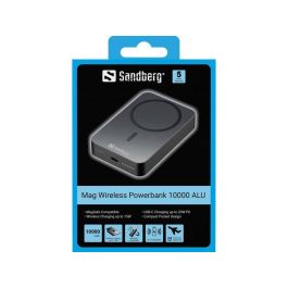 Sandberg Magnet Wireless Powerbank 10000 ALU - Batería Externa Magnética Inalámbrica Qi & MagSafe, Carga Rápida USB-C 20V