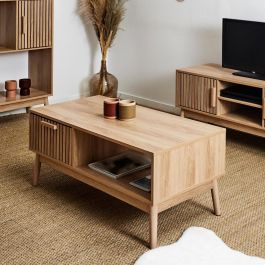 Home Deco Factory Mesa De Centro Klaus, Estructura de MDF y pino, 100x50 cm, h.43 cm