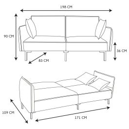 Home Deco Factory Sofá-Cama Giulia Negro, Tapizado Poliéster Aterciopelado, Estructura Madera Eucaliptus, Sofá 198x83cm, Cama 171x109cm Home Deco Factory Sofá-Cama Giulia Negro, Tapizado Poliéster Aterciopelado, Estructura Madera Eucaliptus, Sofá 198x83cm, Cama 171x109cm