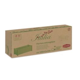 Stefanplast Bandeja Rectangular para Flores Blanca 100x43x35 cm con 80L de Capacidad y Acabado de Madera