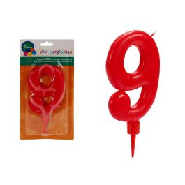 Vela Cumpleaños 9 Roja Grande Arte Regal 1X24CM (36 Unidades) Precio: 35.50000003. SKU: B1B3DY6CZ5