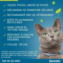 Seresto Collar Antiparasitario Gato X2, 7-8 meses protección contra pulgas y garrapatas, efectivo en gatitos desde 10 semanas