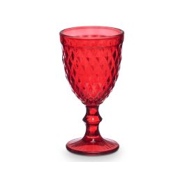 Vivalto Copa Diamante Roja 330 ml - Elegante Vaso de Vidrio 8.8x16.8x8.8 cm para Bebidas (Set de 24)