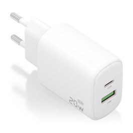 AISENS - CARGADOR GaN 20W, 1xUSB-C PD3.0, 1xUSB-A QC3.0, BLANCO Precio: 4.88999962. SKU: B18DJWK7MJ