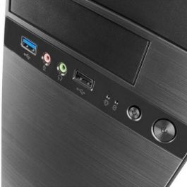 Anima AC4500 Caja Minitorre MicroATX/Mini-ITX con Fuente de Alimentación 500W Ultrasilenciosa, USB 3.0, Panel Frontal Aluminio Pulido Negro