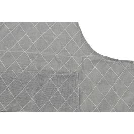 DKD Home Decor Delantal Básico Japan stripes Gris y Blanco de Mezcla de Algodón y Poliéster 80x70 cm Pack de 12 Unidades
