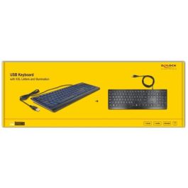 DeLOCK 12170 Teclado USB Alámbrico QWERTZ Alemán con Retroiluminación LED RGB y Teclas XXL Grandes Negro 1.5m
