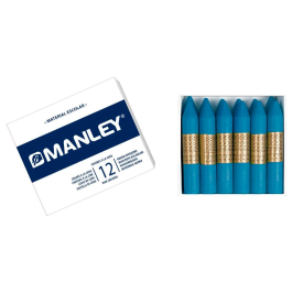 Manley Lapices Cera Unicolor Azul Cobalto N.20 Caja 12 Unidades