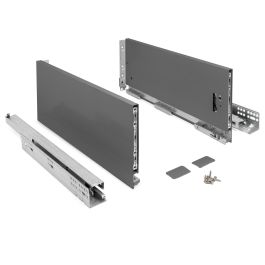 Herrajes Alk Cajón Qube Push Extracción Total Antracita H90 Profundidad 350mm, Diseño Recto Minimalista para Cocina y Muebles de Armario