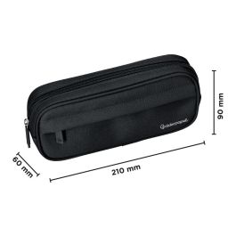 Estuche Portatodo Liderpapel Classic Ovalado 2 Cremalleras Con Bolsillo Delantero 210x90 mm Negro