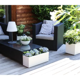 Eda Jardinera de Plástico Graphit Up - 57 L - Dimensiones 79.5 x 29.5 x 29.5 cm - Ceruse Blanco