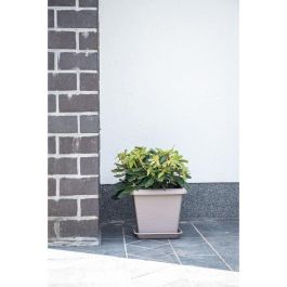 Maceta Cuadrada - GARDEN ID - Teramo Taupe - 40 x 35 cm - Resistente a los arañazos - Efecto Piedra - Con Agujeros Maceta Cuadrada - GARDEN ID - Teramo Taupe - 40 x 35 cm - Resistente a los arañazos - Efecto Piedra - Con Agujeros