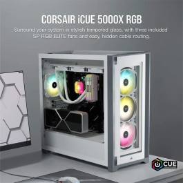 Corsair Caja PC iCUE 5000X RGB Vidrio Templado Torre Media ATX Blanca CC-9011213-WW