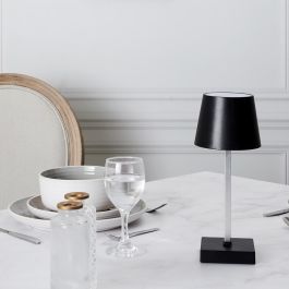 Home Deco Factory Lámpara LED Táctil Negra con 3 Intensidades de Luz, Funciona con Pilas AAA, 12 LEDs COB, Decoración Moderna