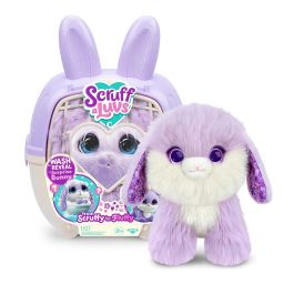 MOOSE Scruffa Luvs Bunnies 30331 - 3 Peluches Conejos para Rescatar y Lavar, Colores Morados con Detalles en Orejas, Juguete en Español para Niños +2 Años