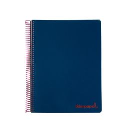 Cuaderno Espiral Liderpapel A4 Micro Wonder Tapa Plastico 120H 90 gr Cuadro 5 mm 5 Banda4 Taladros Color Azul Marino