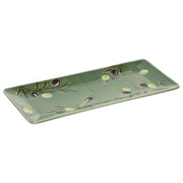DKD Home Decor Bandeja Cottage de Gres Verde Oscuro 14 x 32 x 1.5 cm Apto Lavavajillas (2 Unidades)