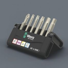 Wera 6 SHK 1 SB - Juego de 6 Puntas Phillips PH1 y Torx Plus TX15, TX20, TX25 con Funda de Transporte