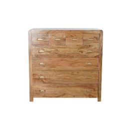 DKD Home Decor Cómoda Colonial 8 Cajones Madera Acacia Natural Dorado 110 x 45 x 108 cm