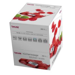 Beurer KS-19 Balanza de Cocina Frambuesa - Vidrio Ultra Plano, Pantalla LCD, Capacidad 5kg, Función Tara